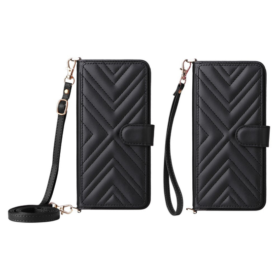 Crossbody Leather Wallet flip case for Oppo Reno 13F 5G, black