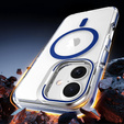 Case for iPhone 17, for MagSafe, with stand, transparent with dark blue inserts