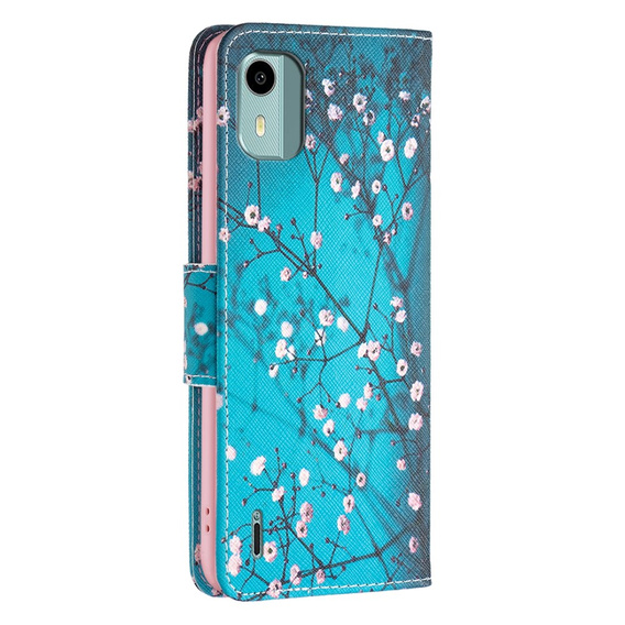 Flip case for Nokia C12 4G, Wallet, Sakura, blue