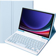Case + keyboard Samsung Galaxy Tab S9, Leather Pen Slot, light blue