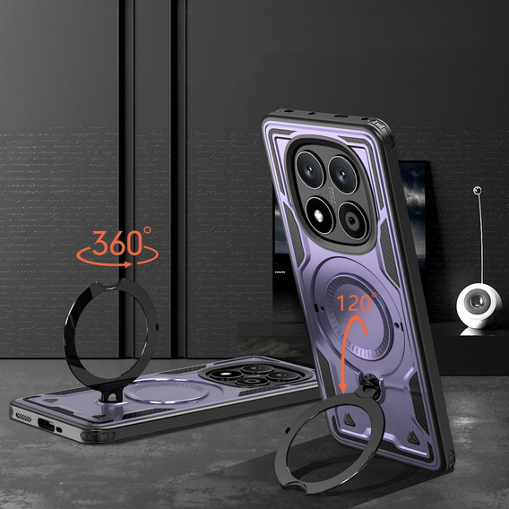 Case for Xiaomi Redmi Note 14 Pro 5G /  Poco X7 5G, Military MagSafe, purple + 9H glass