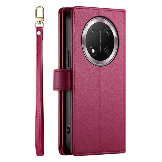 Flip case for Honor Magic 7 Lite, Wallet Zipper Pocket, red