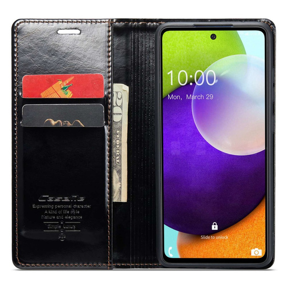 CASEME flip case for Samsung Galaxy A52/A52s, Waxy Textublack, black