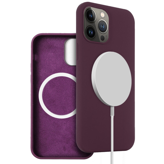 Case for iPhone 13 Pro, Silicone MagSafe, maroon
