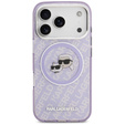 Karl Lagerfeld IML Glitter Karl & Choupette Heads Logo MagSafe Case for iPhone 17 Pro