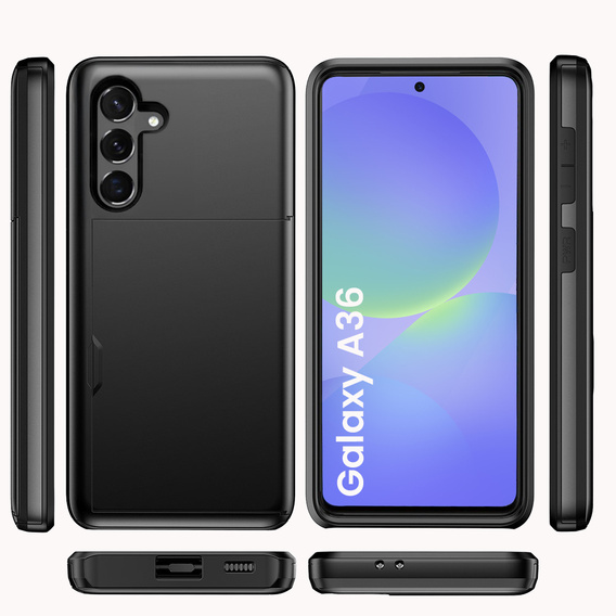Case for Samsung Galaxy A36 5G, Sliding Card Holder, black