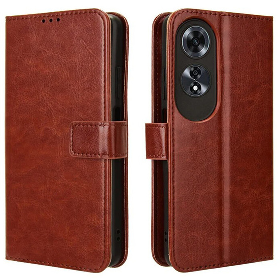 Flip case for Oppo A60, Crazy Horse Wallet, brown