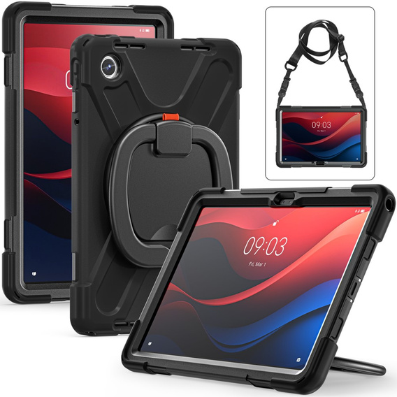Children's case for Lenovo Tab M11, armored with strap, black