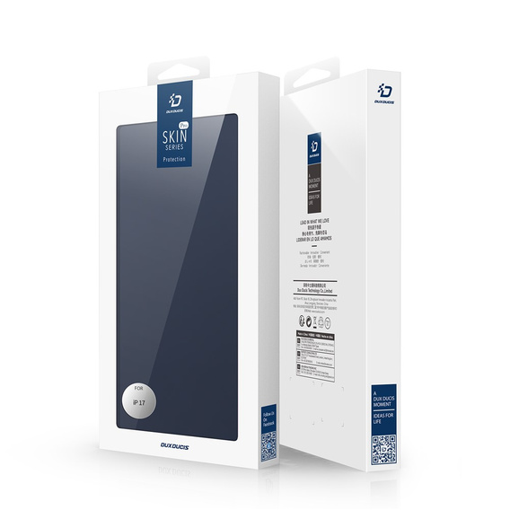 Dux Ducis case for iPhone 17, Skin Pro, with flap, with card slot, navy blue