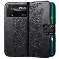 Flip case for Xiaomi Poco X4 Pro 5G, Butterfly, black