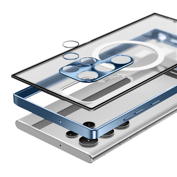 Camera Protection Case for Samsung Galaxy S22 Ultra, CamShield MagSafe, transparent / blue
