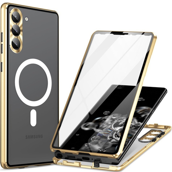 Magnetic Dual Glass MagSafe case for Samsung Galaxy S23+ Plus, gold