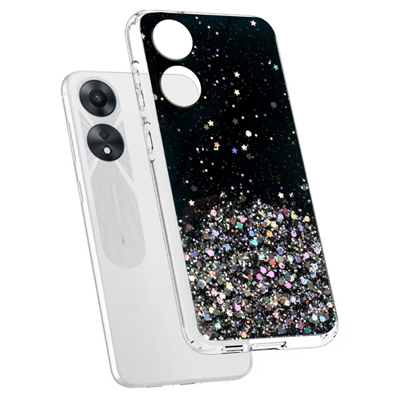 Case for Oppo A17, Glittery, black