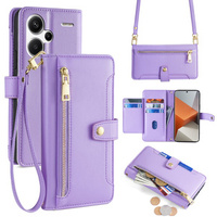 Flip case for Xiaomi Redmi Note 13 Pro+, Wallet Zipper Pocket, purple