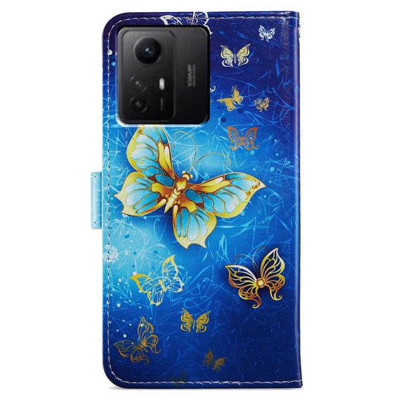 Flip case for Xiaomi Redmi Note 12S, Wallet Butterfly, blue