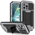 Case for iPhone 13 Pro, R-JUST CamShield Slide, armoured, silver / black