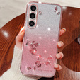 Case for Samsung Galaxy S23 FE, Glitter Flower, pink rose gold