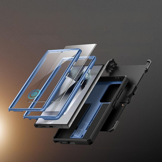 Case for Samsung Galaxy S24 Ultra, Tongate MECH with belt clip, blue