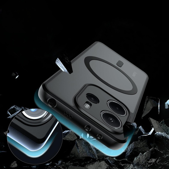 Case for Xiaomi Redmi Note 14 4G, for MagSafe, ERBORD Matt Case, black + Screen Glass
