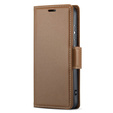 Case for Samsung Galaxy A25 5G, ERBORD Glossy Litchi, wallet with flap, brown