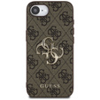 GUESS Case for iPhone 16E, 4G Big Metal Logo, brown