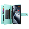 Flip case for Xiaomi 14T Pro, Wallet Zipper Pocket, green