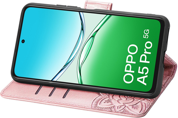 Flip case for Oppo A5 Pro 5G, Butterfly, pink rose gold