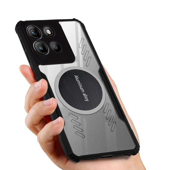 Case for Motorola Moto G15 / Motorola Moto G15 Power, with magnetic sheet, transparent / black