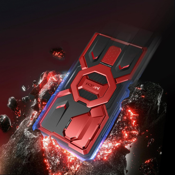 Case for Samsung Galaxy S25 Ultra Tongate MECH MagSafe Series - Red + 9H Tempered Glass