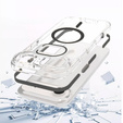 Case for iPhone Air, for MagSafe, with stand, transparent with black inserts