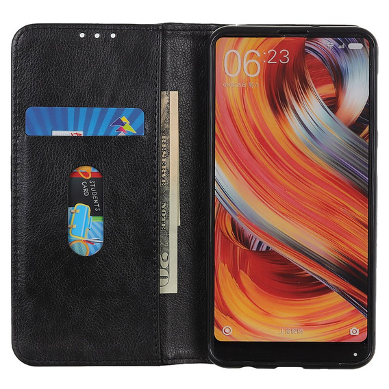 Case for Motorola Moto G24 / G24 Power / G04, Wallet Litchi Leather, black