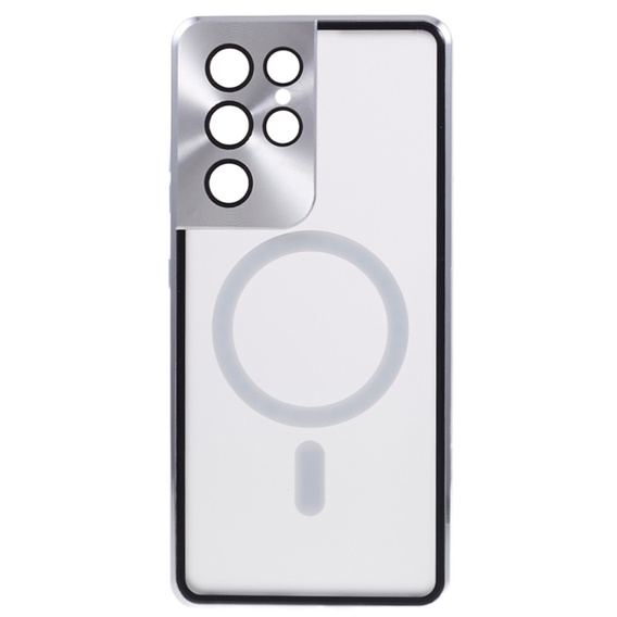 Magnetic Dual Glass MagSafe case for Samsung Galaxy S21 Ultra, silver