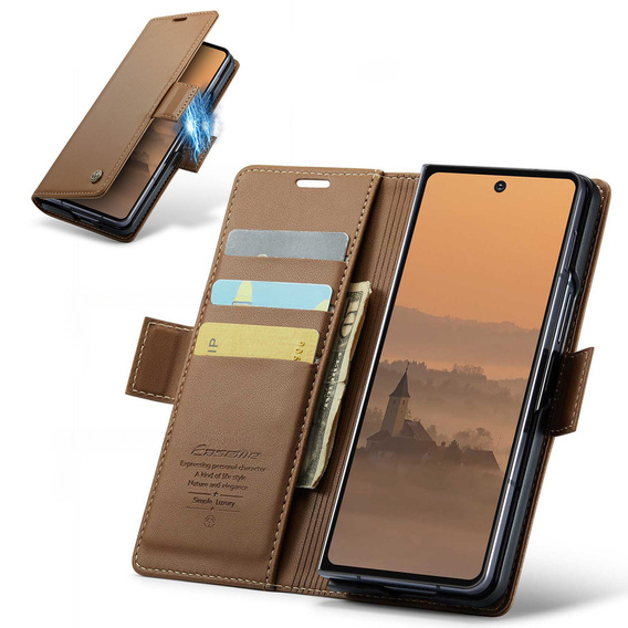 CASEME Litchi Wallet flip case for Samsung Galaxy Z Fold7 5G