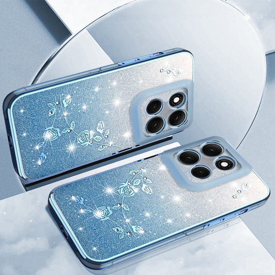 Case for Motorola Moto G56 5G, Glitter Flower, blue