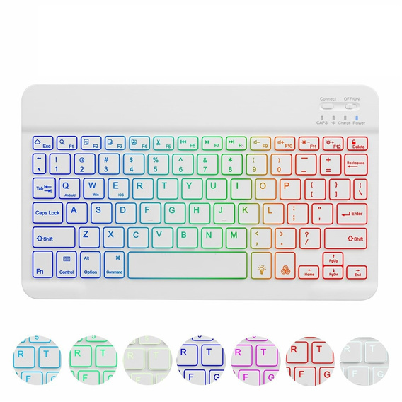 Bluetooth wireless keyboard with color backlight, white