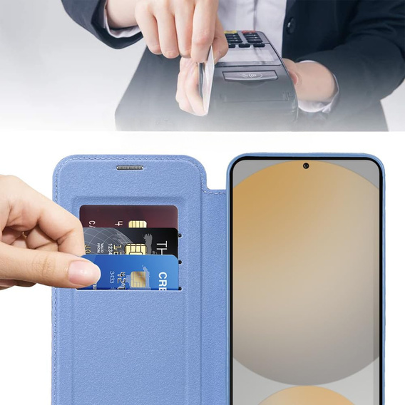 Flip case for Samsung Galaxy S25 FE, RFID Wallet MagSafe CamShield, blue
