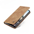 CASEME case for Samsung Galaxy M33 5G, Leather Wallet Case, brown