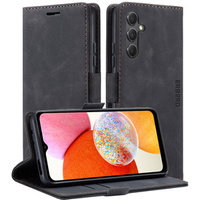 Case for Samsung Galaxy A14 4G/5G, ERBORD Vintage, wallet with flap, black