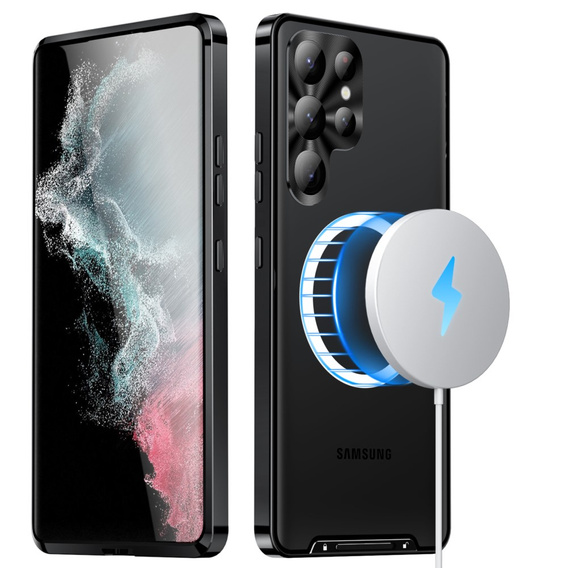 Camera Protection Case for Samsung Galaxy S23 Ultra, CamShield MagSafe, transparent / black