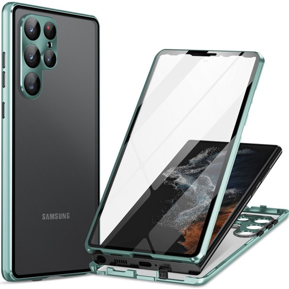 Case for Samsung Galaxy S23 Ultra, Magnetic Dual Glass, green