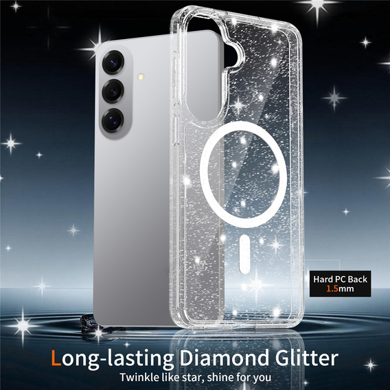 Glitter case, for MagSafe for Samsung Galaxy S26 Plus, transparent