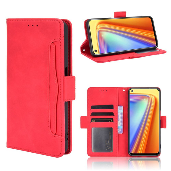 Flip case for Realme 7, Card Slot, red