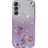 Case for Samsung Galaxy S24, Glitter Flower, purple