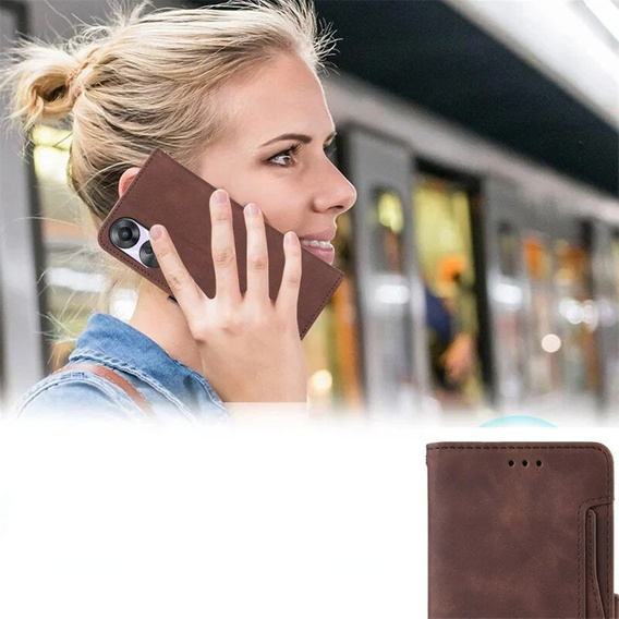 Flip case for Oppo Reno 11F 5G, Card Slot, brown