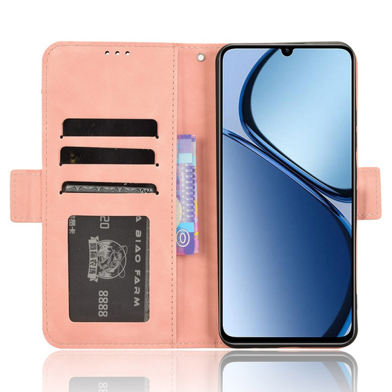 Flip case for Realme C61, Card Slot, pink