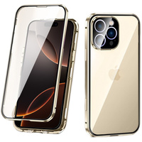 Case for iPhone 16 Pro Max, Magnetic Dual Glass, gold