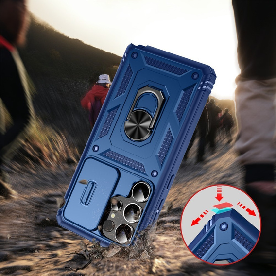 Case for Samsung Galaxy S25 Ultra, KickStand Camera Lens, blue