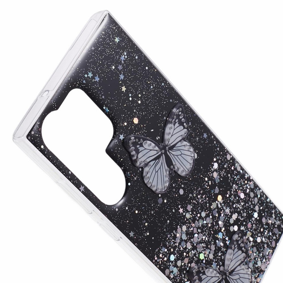 Case for Samsung Galaxy S24 Ultra, Glitter Butterfly, black