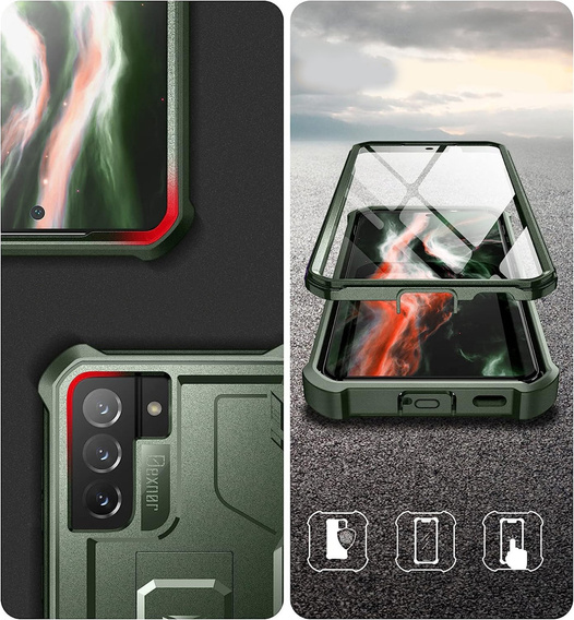 Armored case for Samsung Galaxy S21 FE, Dexnor Full Body, green