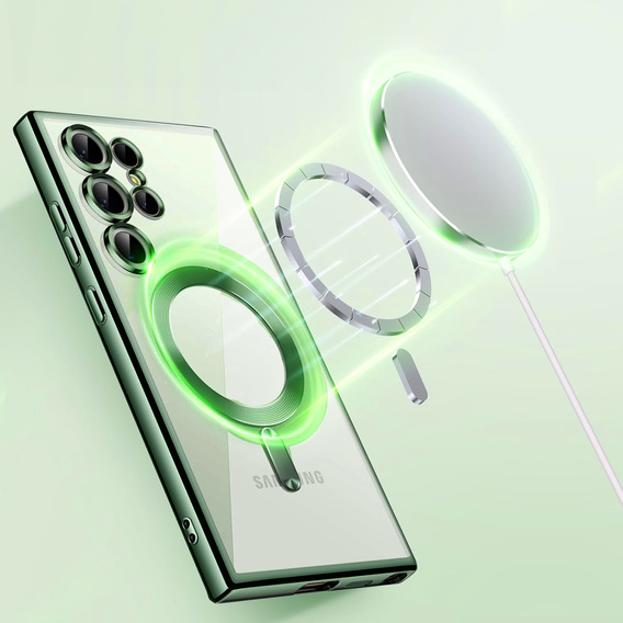 Case for Samsung Galaxy S25 Ultra, Electro MagSafe, green + Screen Glass